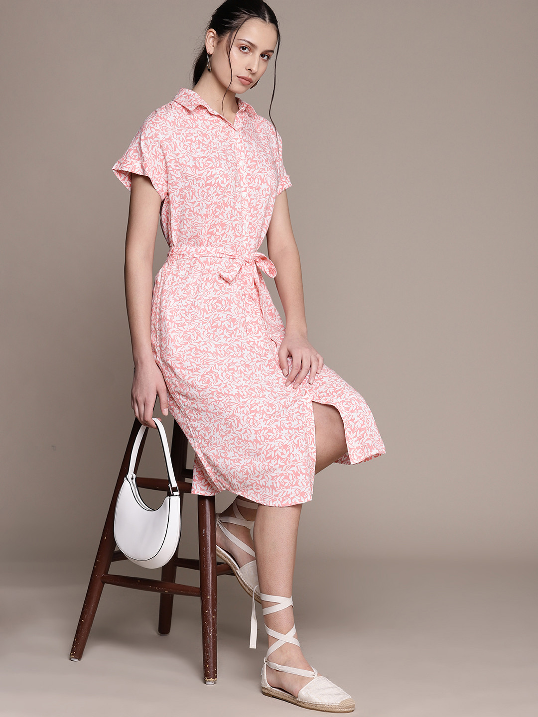 Macy's Style & Co Women Floral Print Shirt Midi Dress