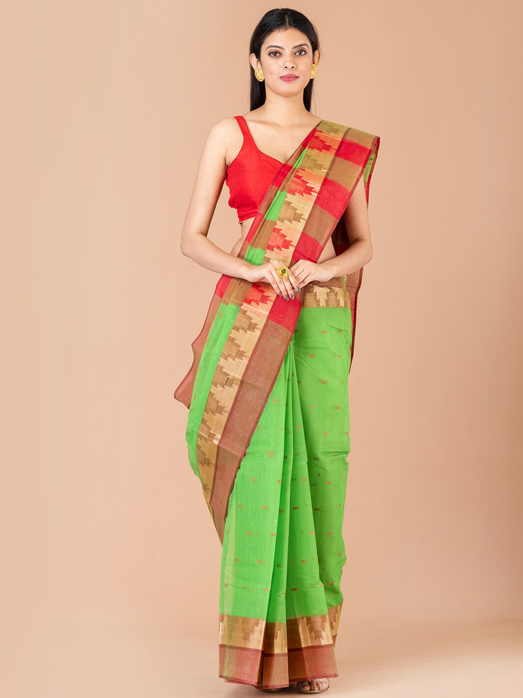 Laa Calcutta Ethnic Motif Pure Cotton Taant Saree