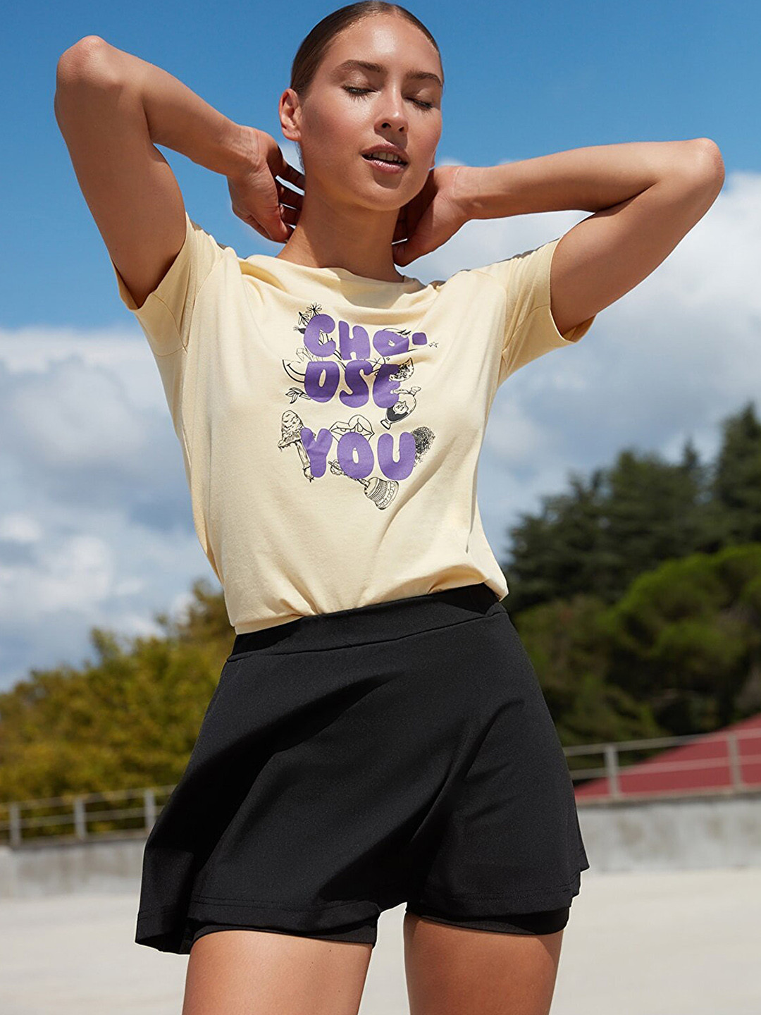 Trendyol Women Flared A-Line Mini Skirt With Attached Inner Shorts