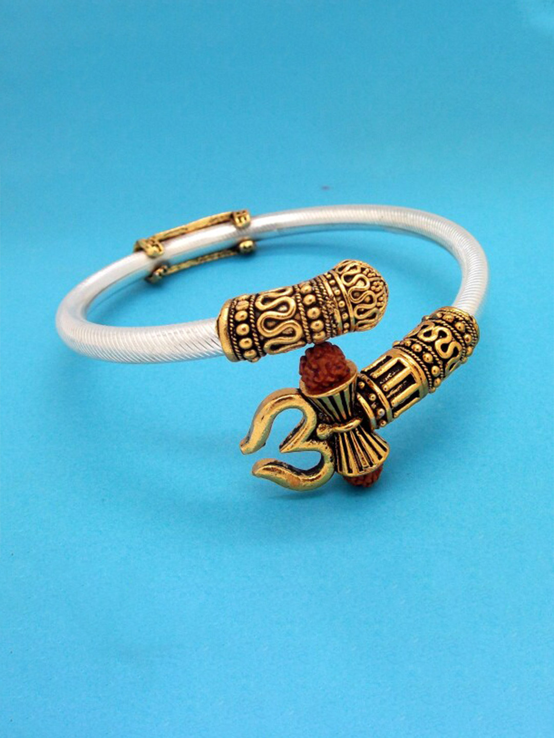 FEMMIBELLA Men Crystals Oxidised Silver-Plated Charm Bracelet