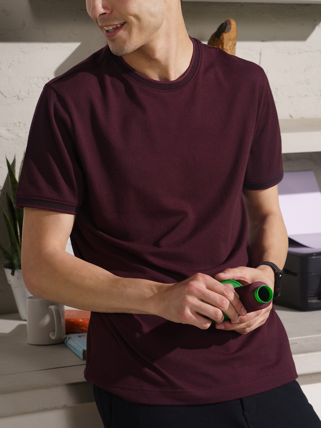 DAMENSCH Pique Tonal Ribbed T-Shirt