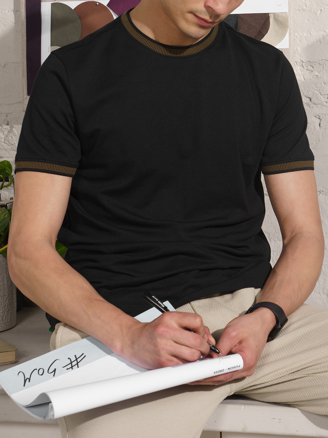 DAMENSCH Pique Tonal Ribbed T-Shirt