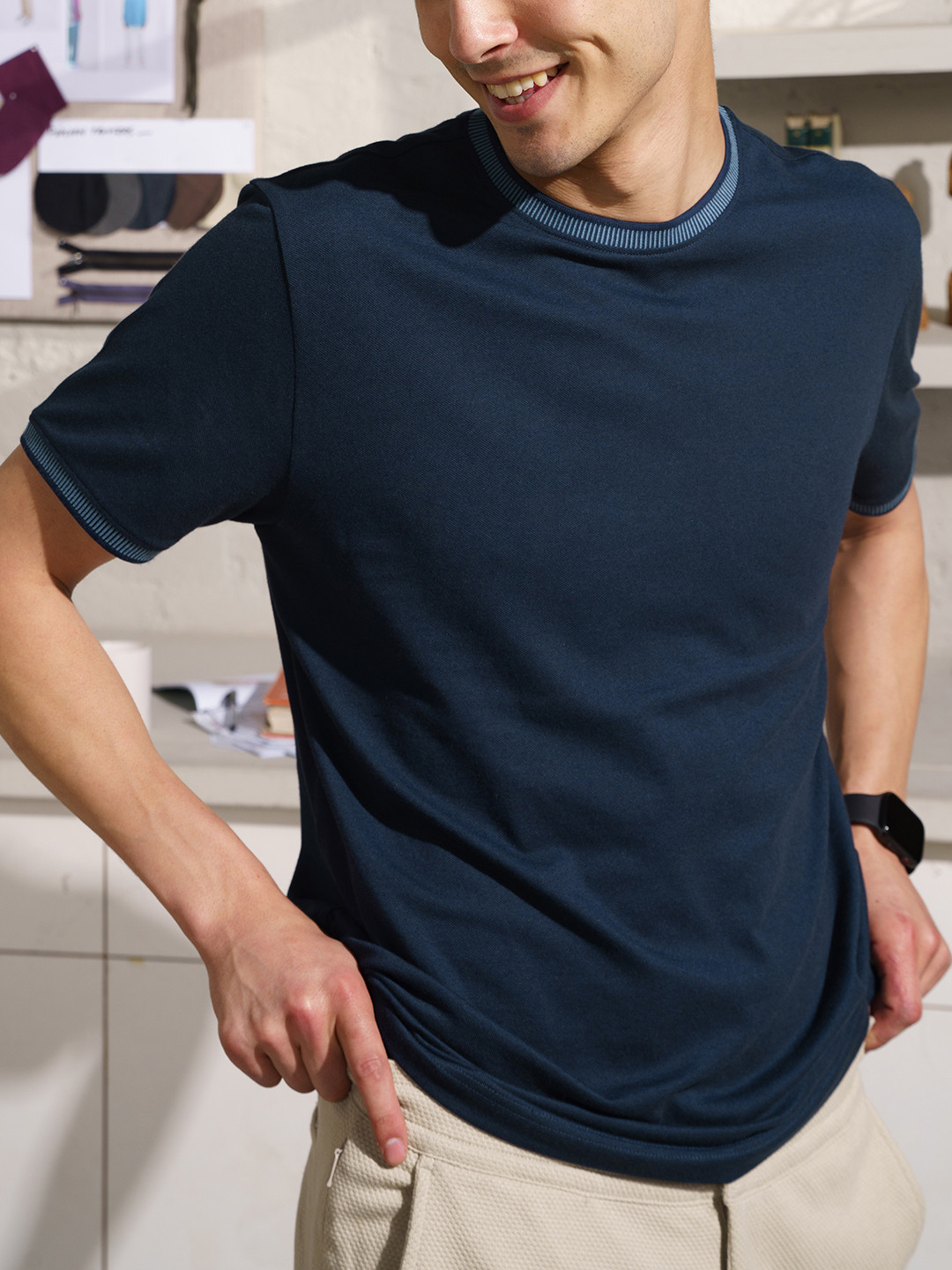 DAMENSCH Pique Tonal Ribbed T-Shirt