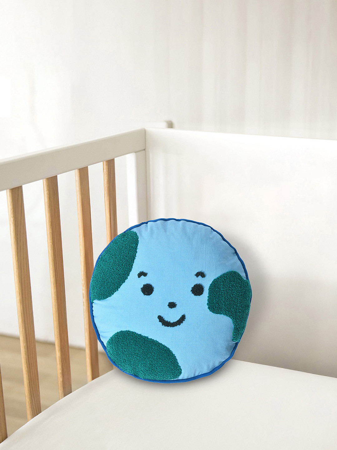 MiArcus Blue Solid Polycotton Medium Cotton Baby Pillow-30 x 30 cm
