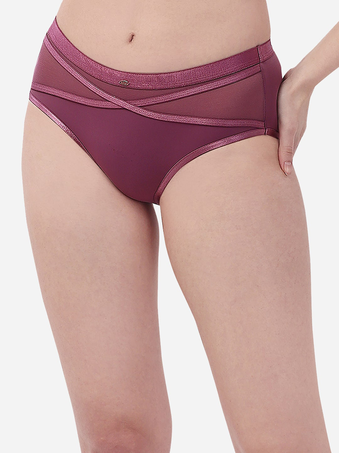 Soie High Rise Full Coverage Briefs with Mesh Detailing