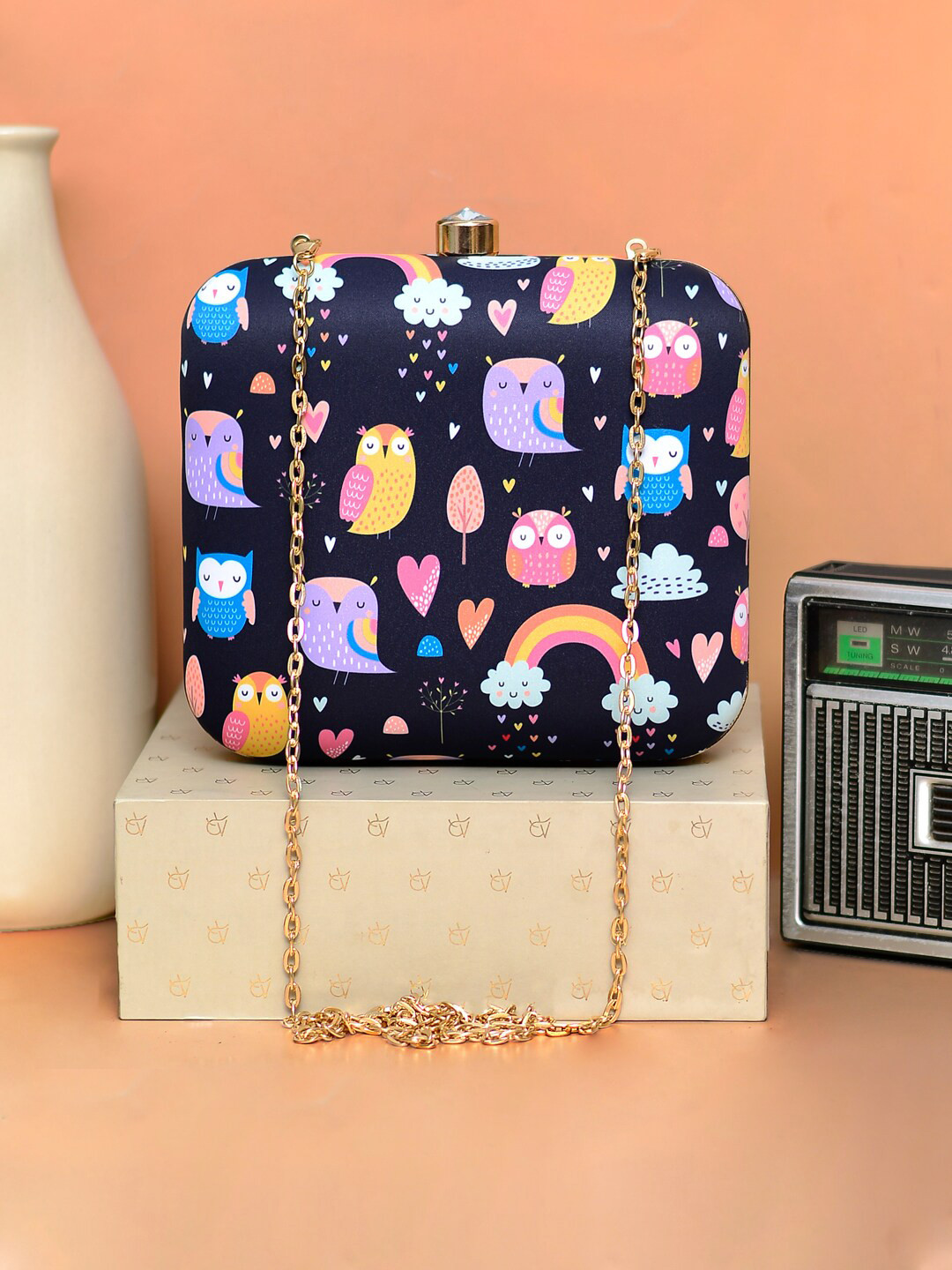 ARTKLIM Women Owl Printed Box Clutch