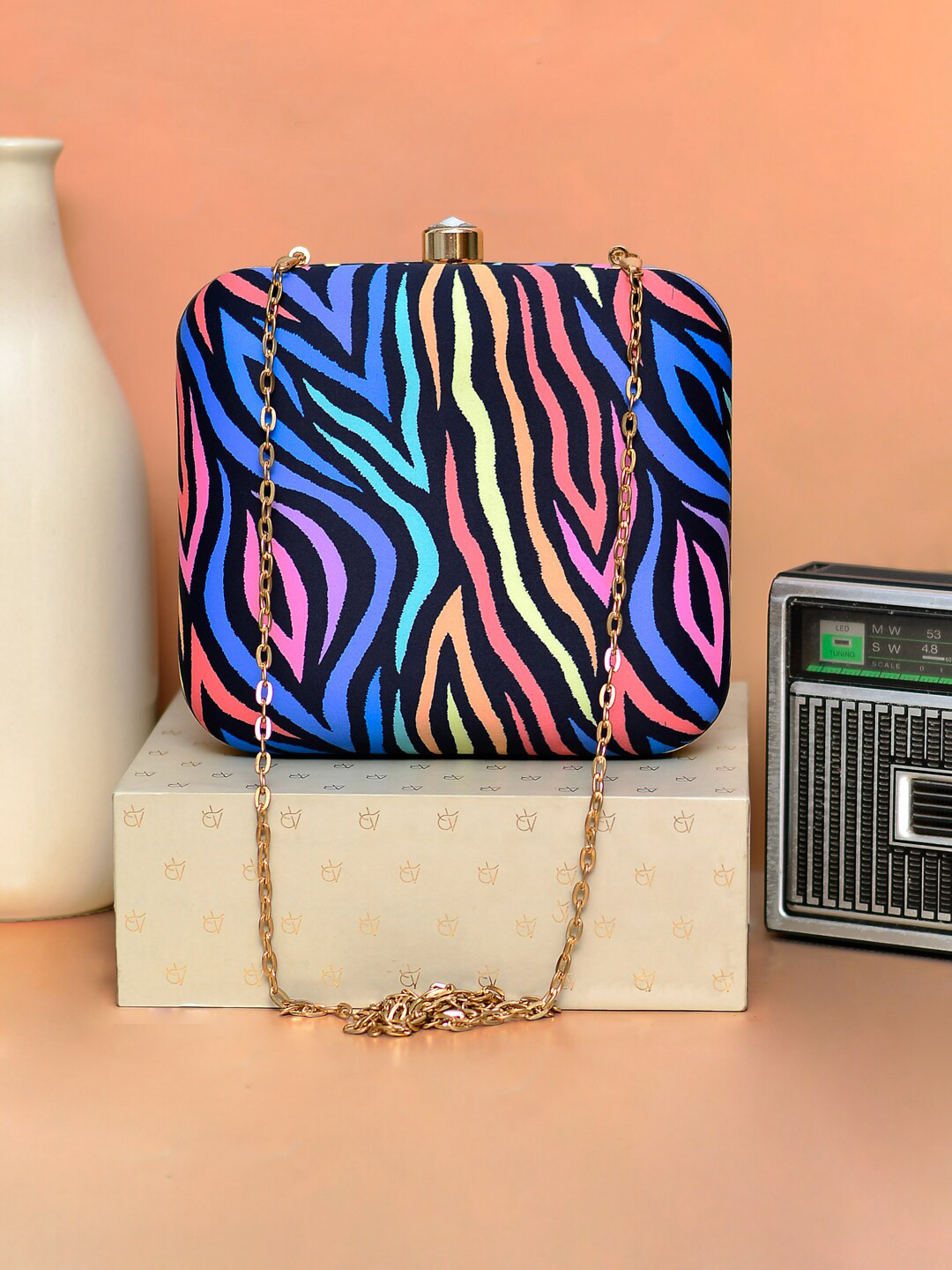 ARTKLIM Women Zebra Printed Box Clutch