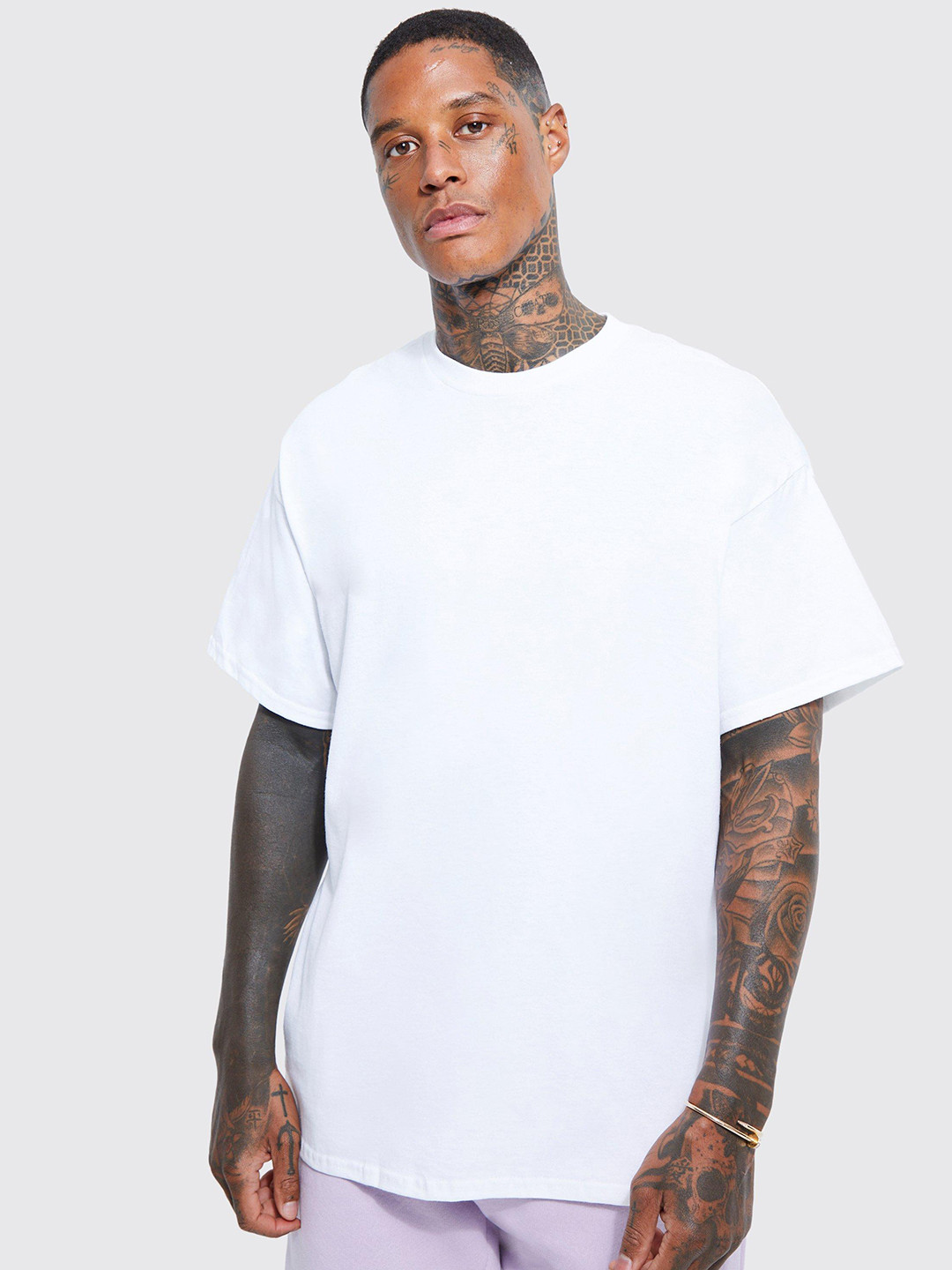 boohooMAN Looney Tunes Print Drop-Shoulder Sleeves Pure Cotton Oversized T-shirt