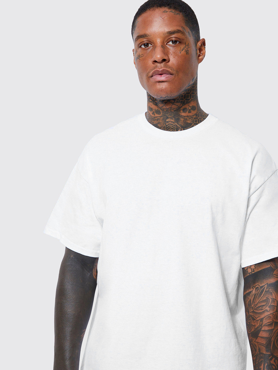 boohooMAN Graphic Back Printed Drop-Shoulder Sleeves Cotton Oversized T-shirt