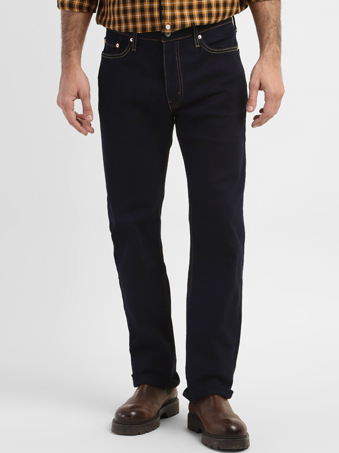 Levis Men Straight Fit Clean Look Dark Shade Jeans