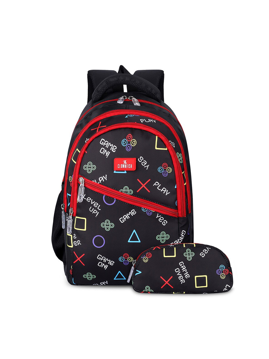 THE CLOWNFISH Brainbox Kids Printed Backpack with Zip Pouch