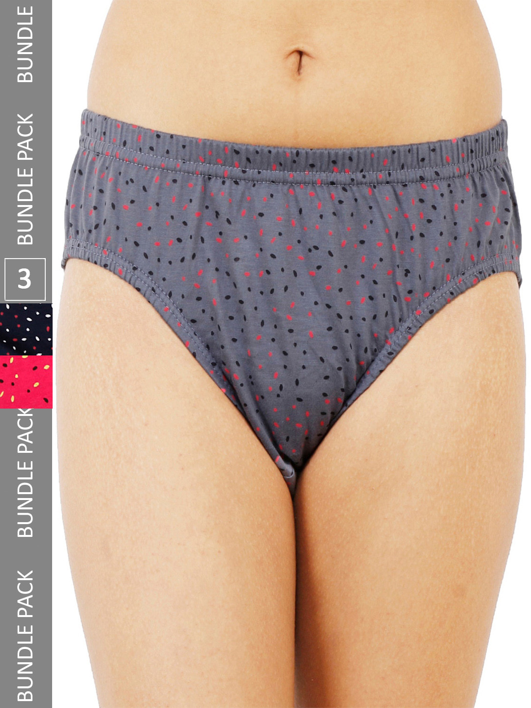 LADYLAND Women Pack Of 3 Assorted Printed Cotton Hipster Briefs