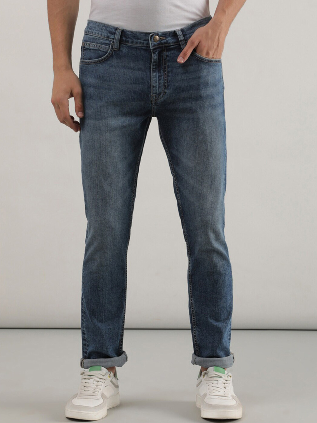 Lee Men Cotton Bruce Skinny Fit Heavy Fade Stretchable Jeans