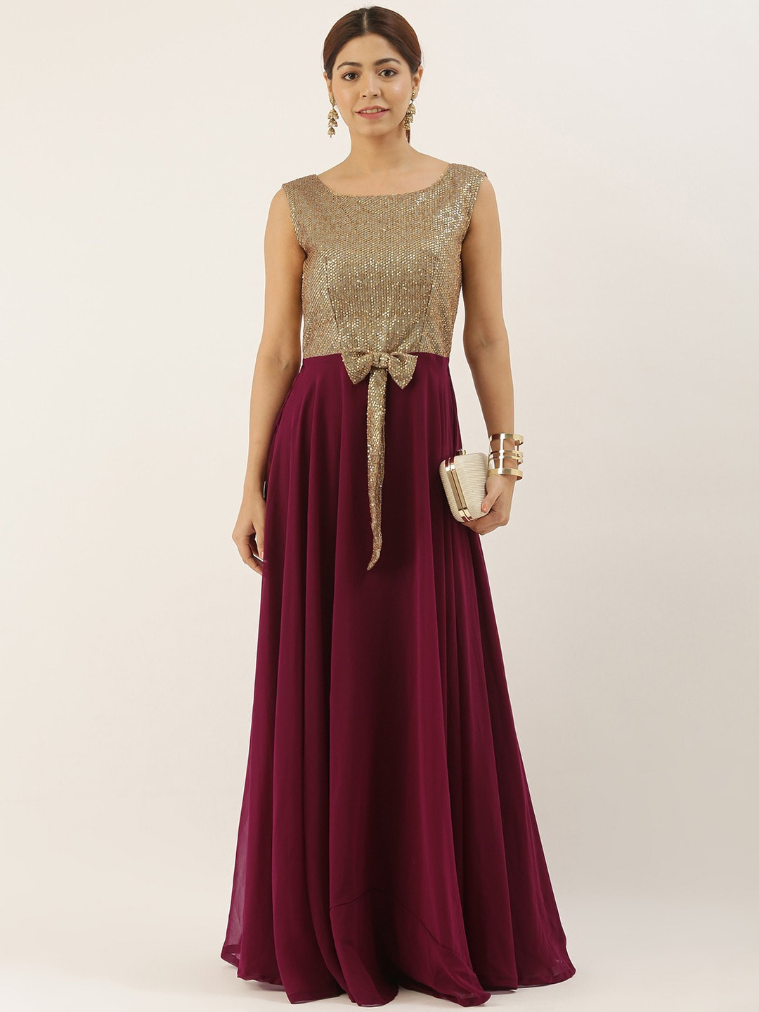 Ethnovog Embellished Georgette Maxi Dress