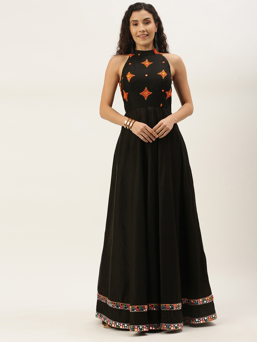 Ethnovog Floral Embroidered Maxi Dress