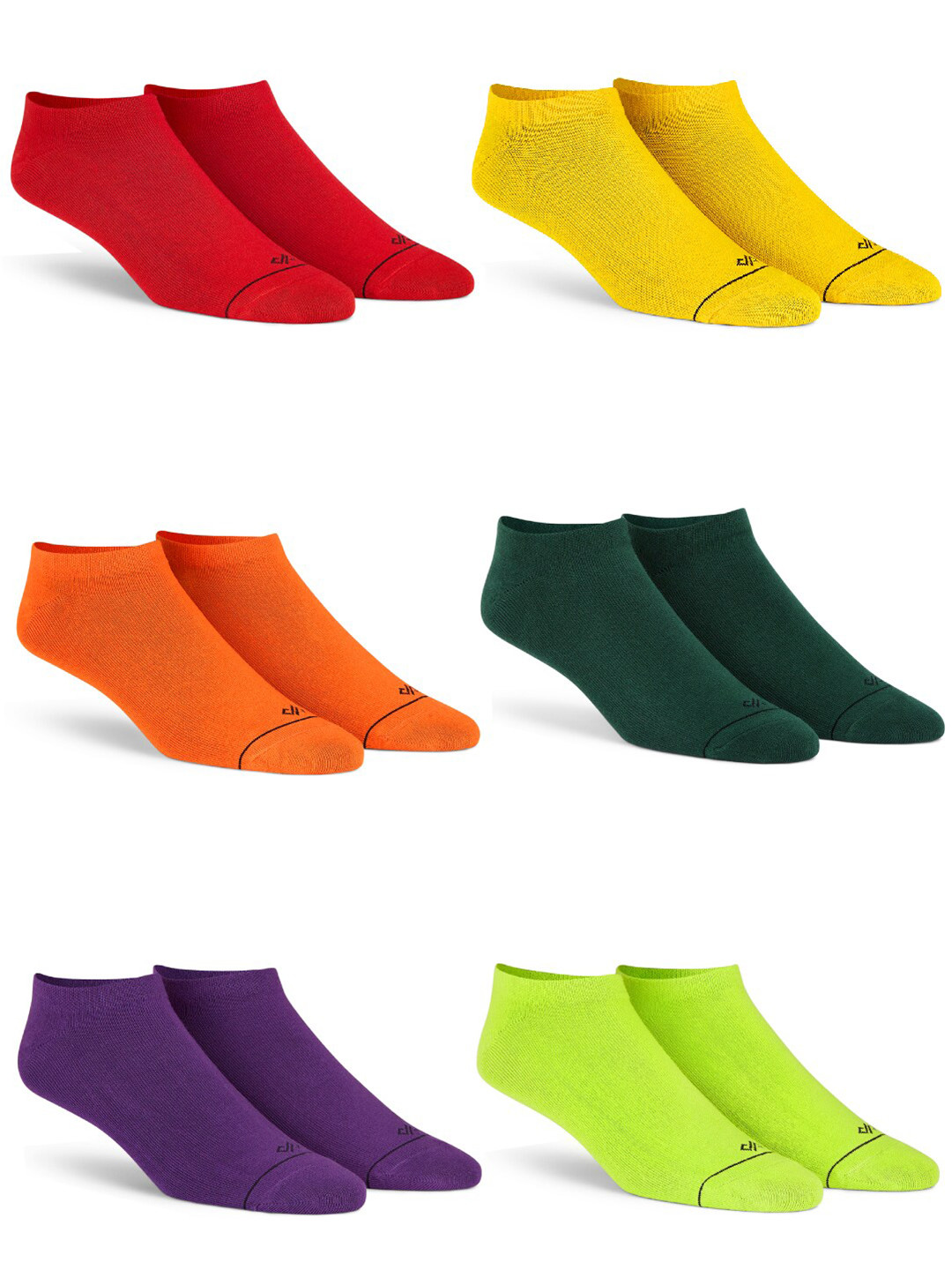 Dynamocks Pack Of 6 Brand Logo Printed Ankle-Length Socks