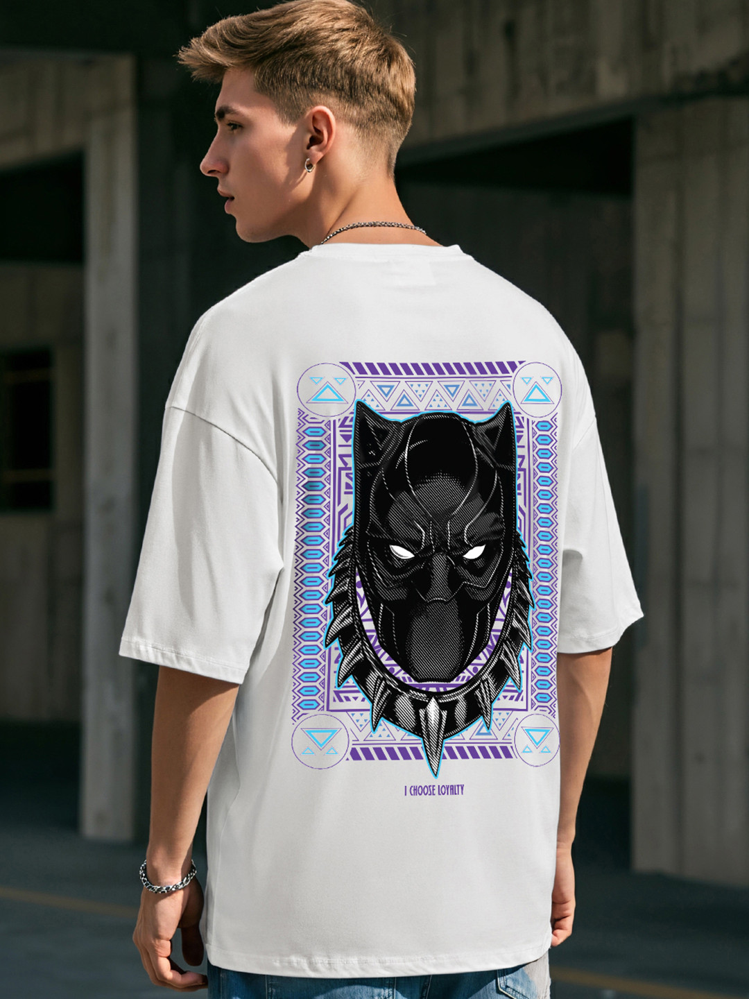 Bewakoof Men Official Marvel Merchandise White Graphic Loose Printed Cotton Oversized Fit T-shirt