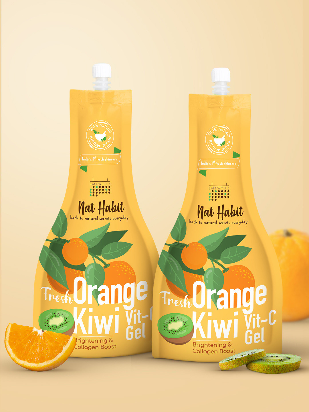 Nat Habit Set of 2 Orange Kiwi Vitamin C Face Gel for Collagen Boost - 160g