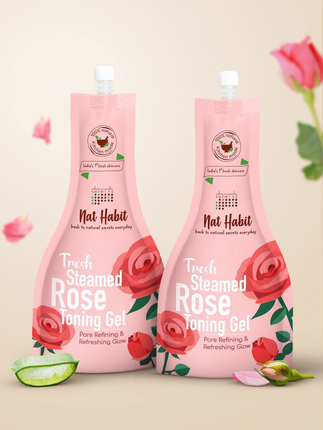 Nat Habit Set of 2 Fresh Steamed Rose Toning Face Gel - 80g each