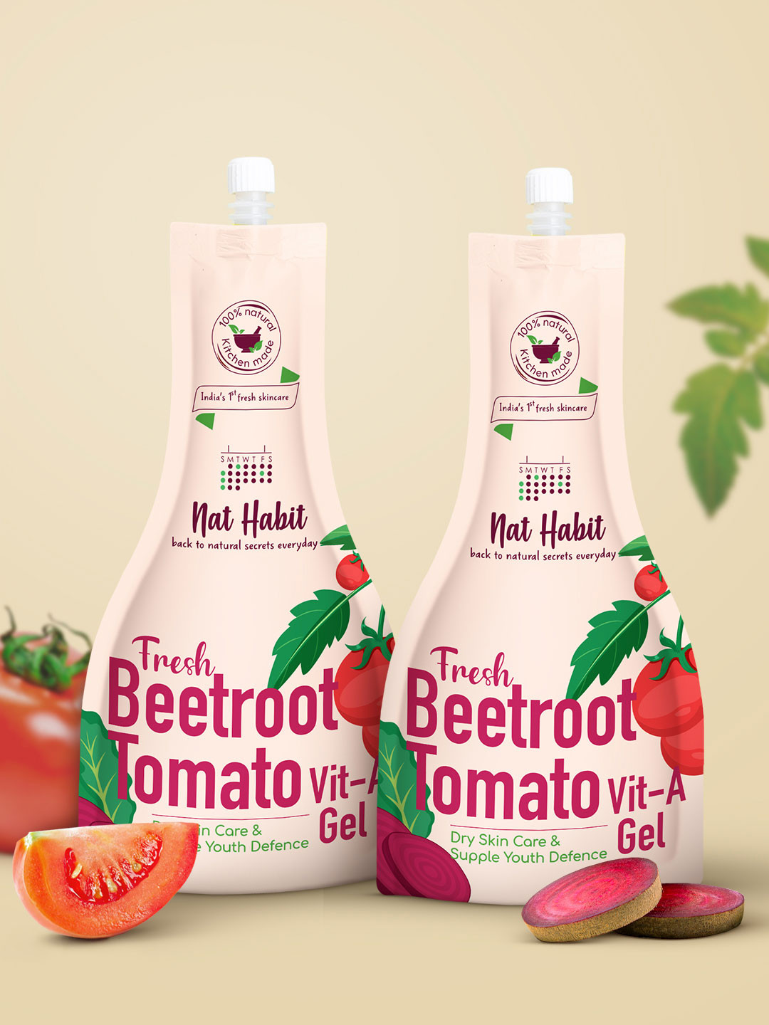 Nat Habit Set of 2 Fresh Beetroot Tomato Vit-A Face Gel - 160g