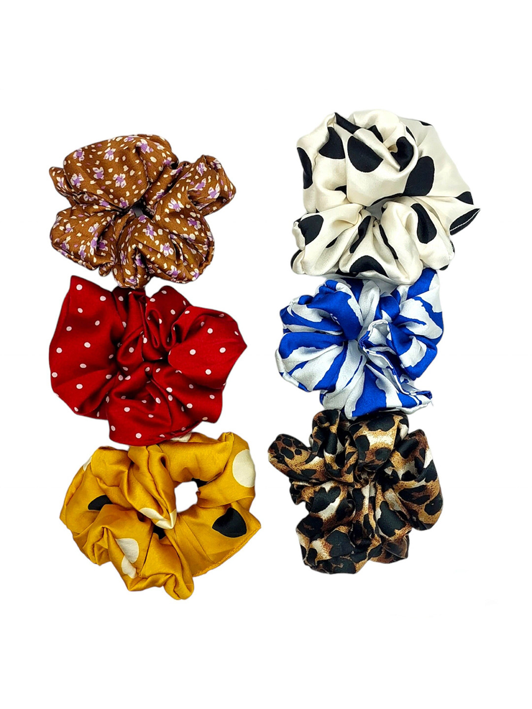 DIAN Assorted Pack of 6 XL Satin Print Hair Scrunchies