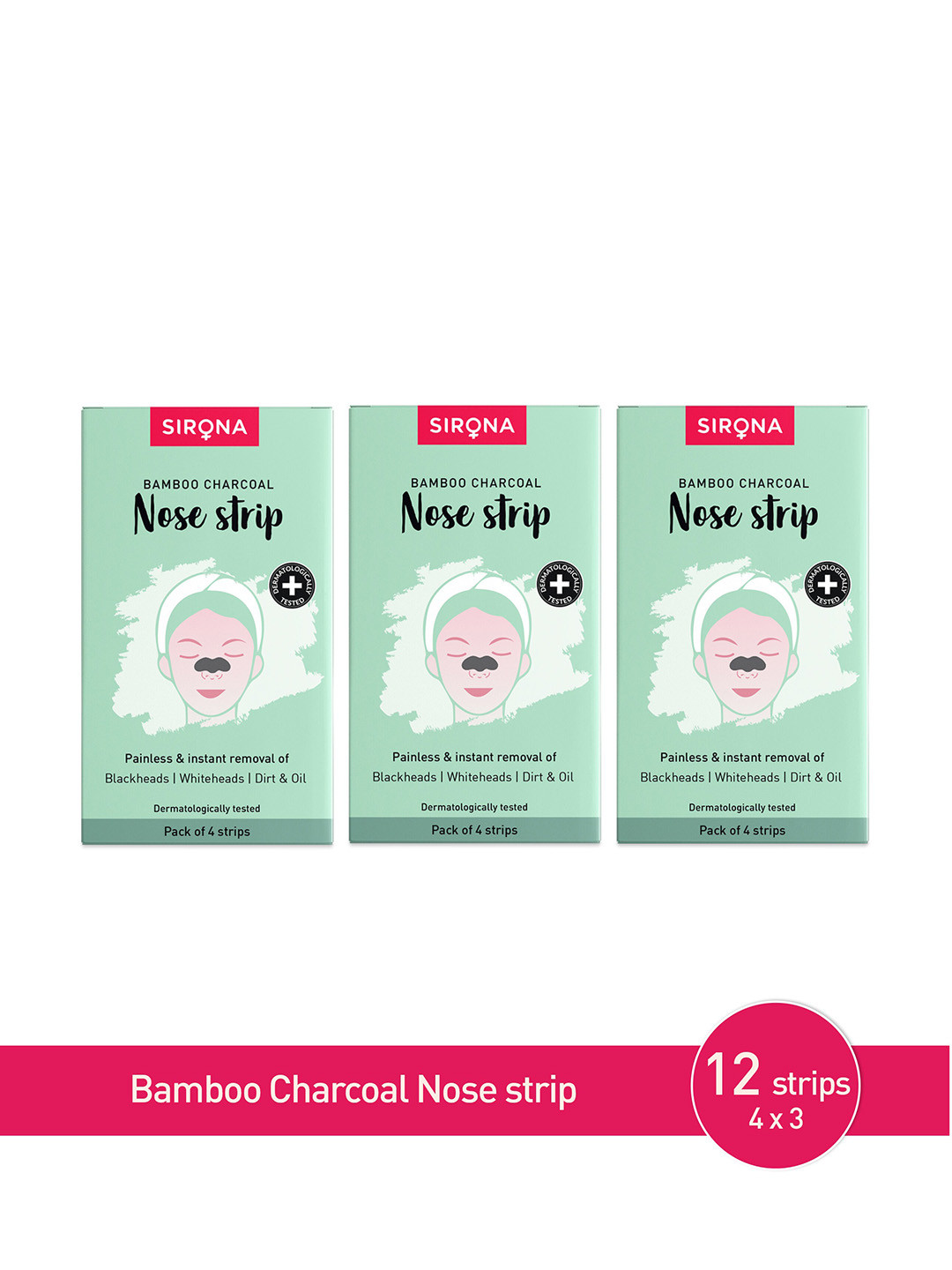 Sirona Set Of 3 Natural Charcoal Nose Strips