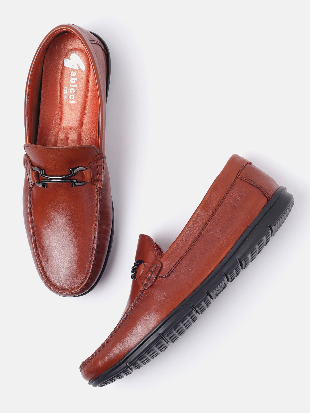 GABICCI Men Textured Leather Horsebit Loafers