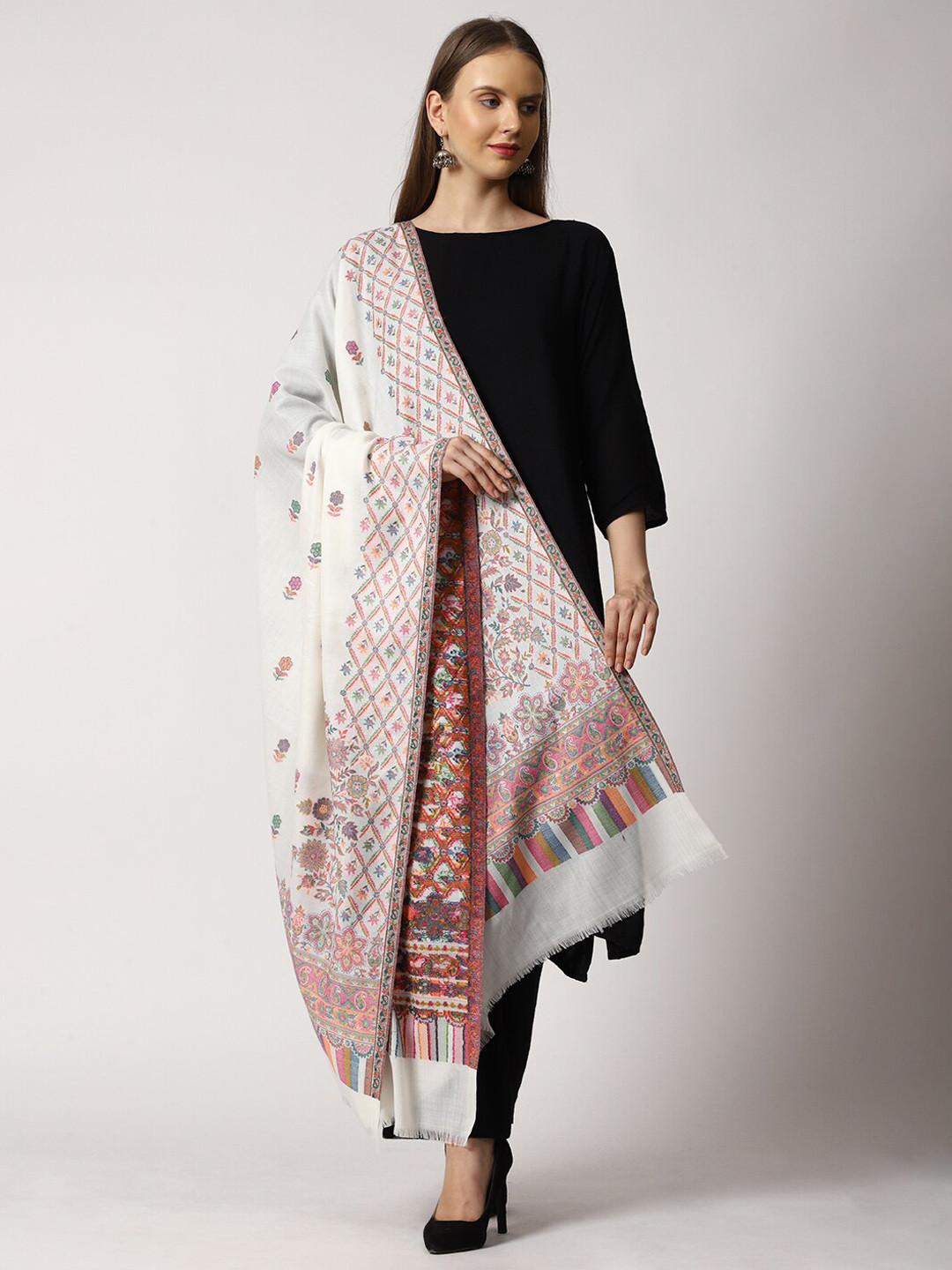 SWI Stylish Ethnic Motif Woven Design Shawl