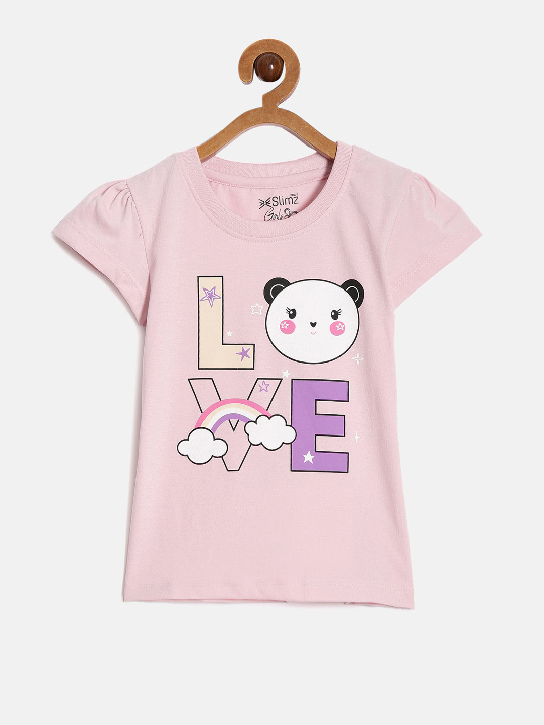 DIXCY SCOTT Slimz Girls Typography Printed Cap Sleeves Cotton Comfort Fit T-shirt