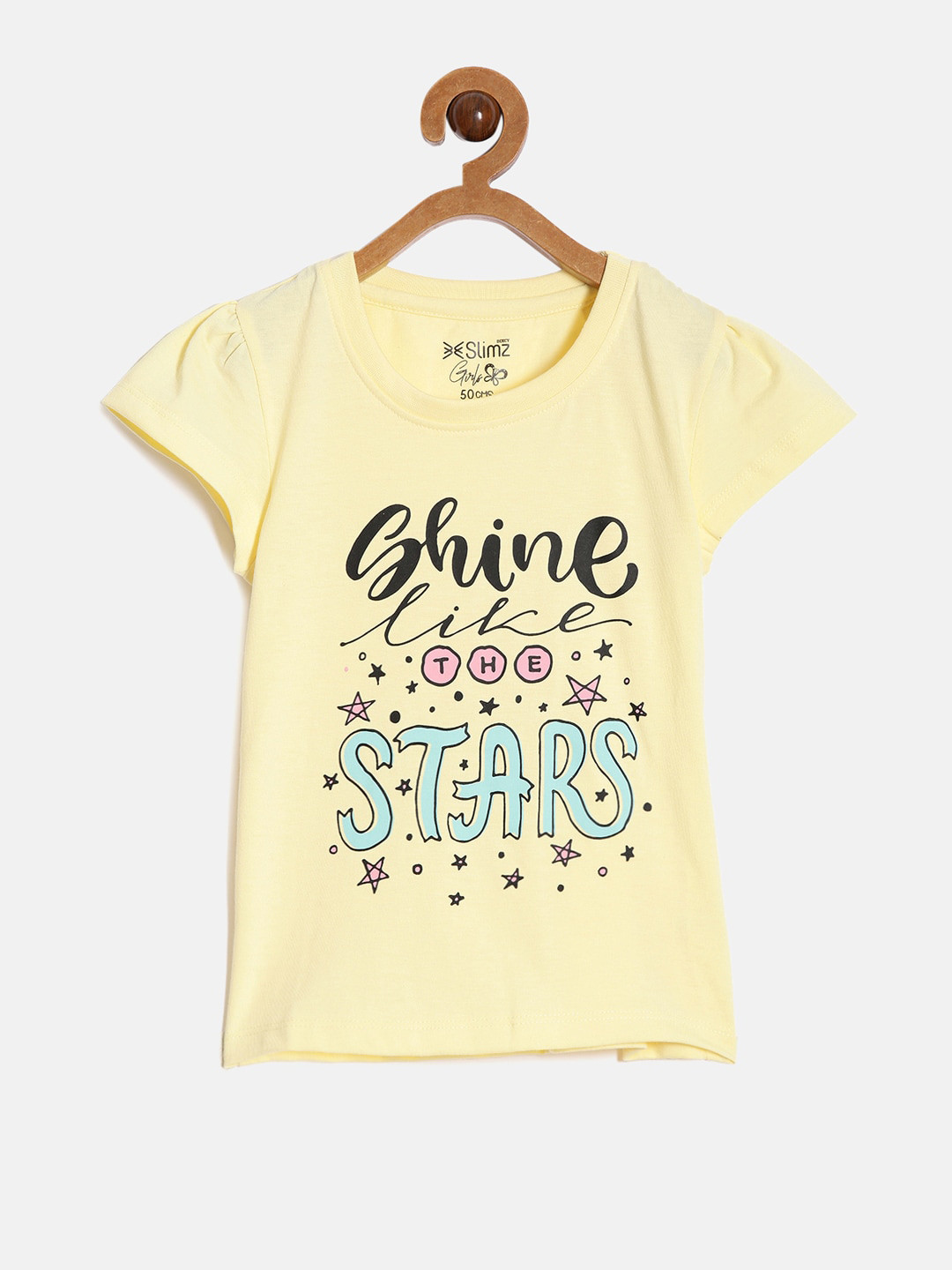 DIXCY SCOTT Slimz Girls Typography Printed Cap Sleeves Cotton Comfort Fit T-shirt