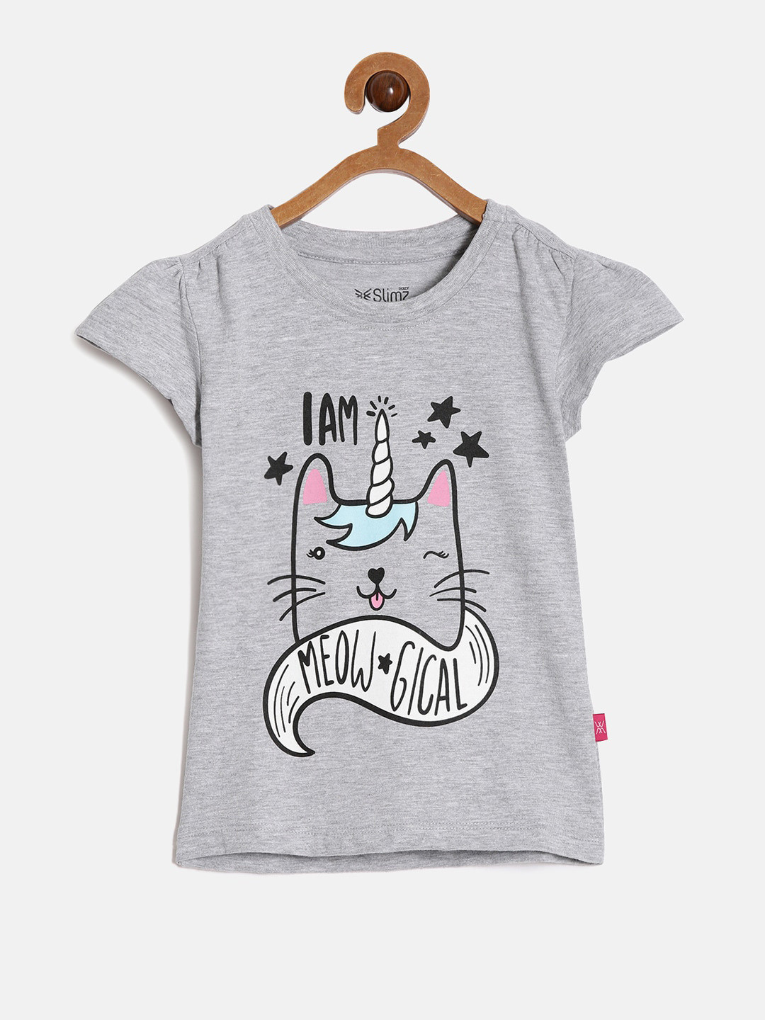 DIXCY SCOTT Slimz Girls Graphic Printed Cap Sleeves Cotton Comfort Fit T-shirt