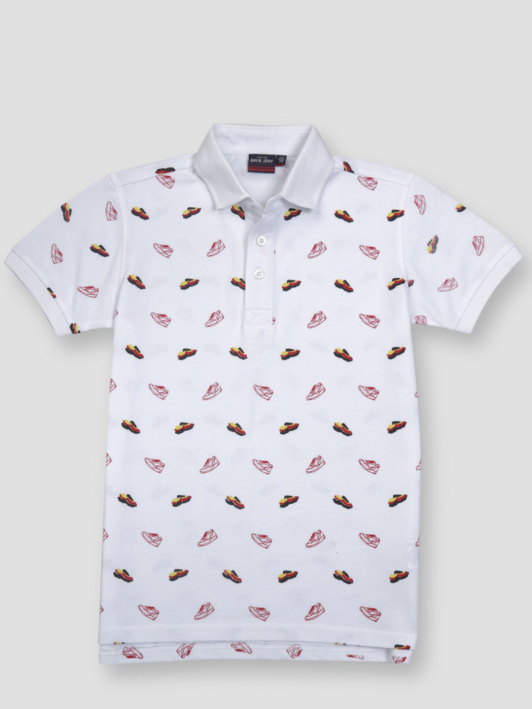 Gini and Jony Boys Conversational Printed Polo Collar Cotton T-shirt