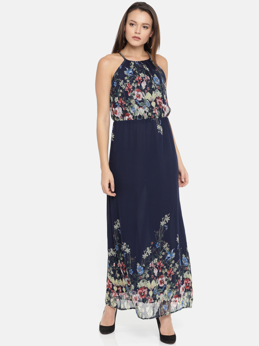 U.S. Polo Assn. Women Women Navy Blue Printed Maxi Dress