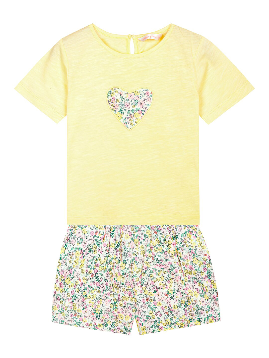 Budding Bees Girls Heart Patch Printed Top with Shorts