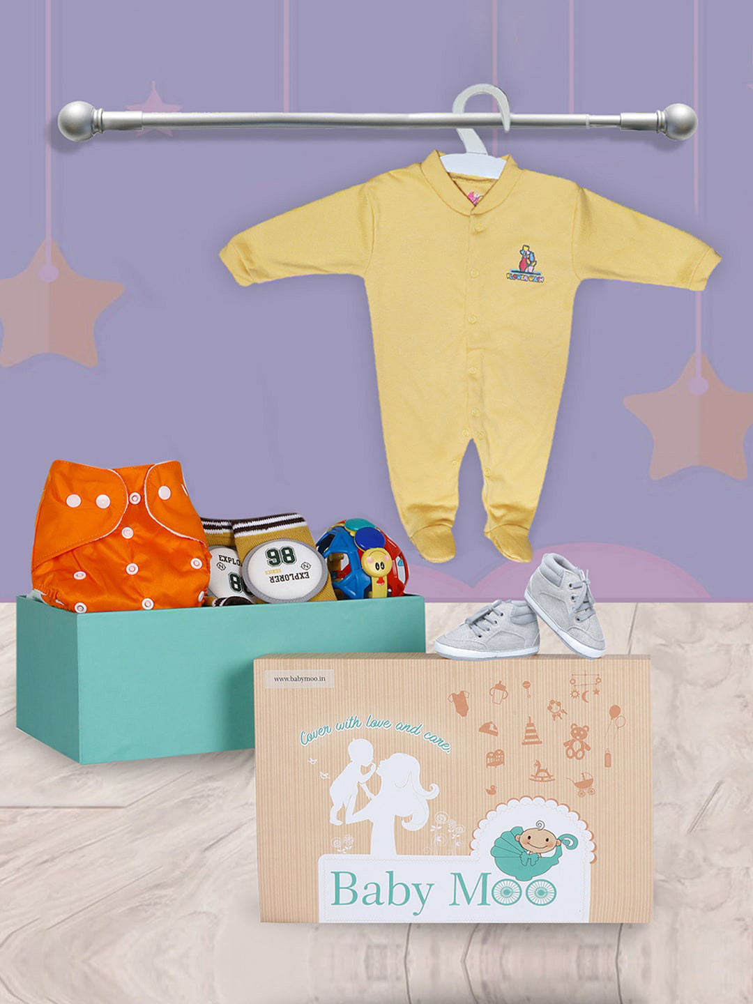 Baby Moo Infants 5 Pieces Crawling And Growing Infants Pure Cotton Baby Apparel Gift Set