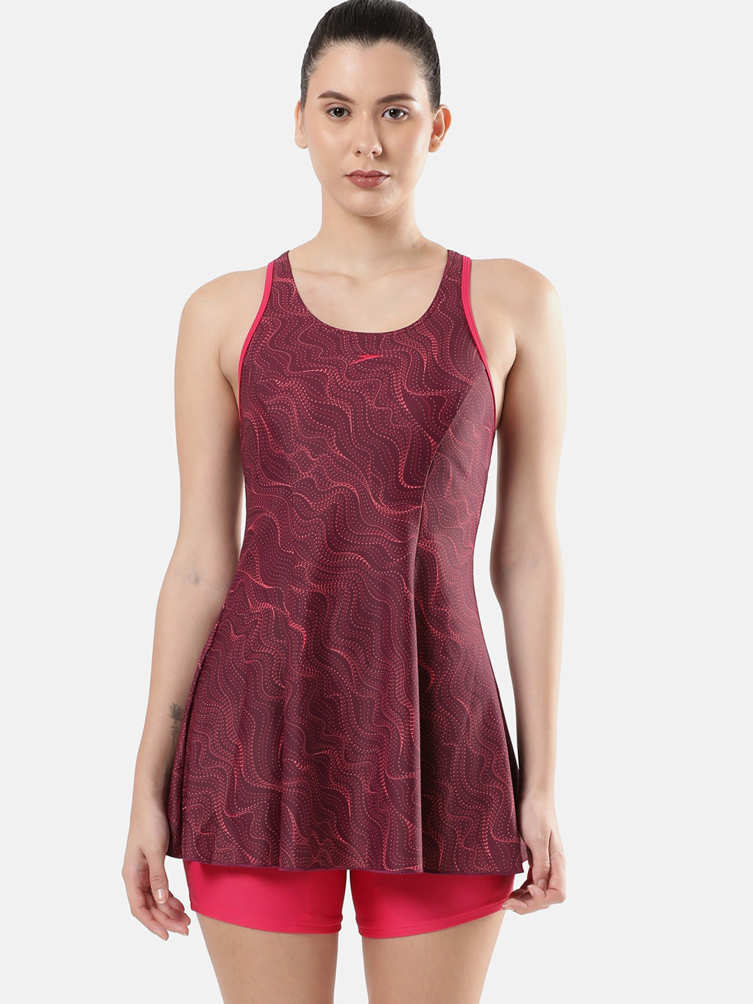 Speedo Women Printed Swimdress With Boyleg