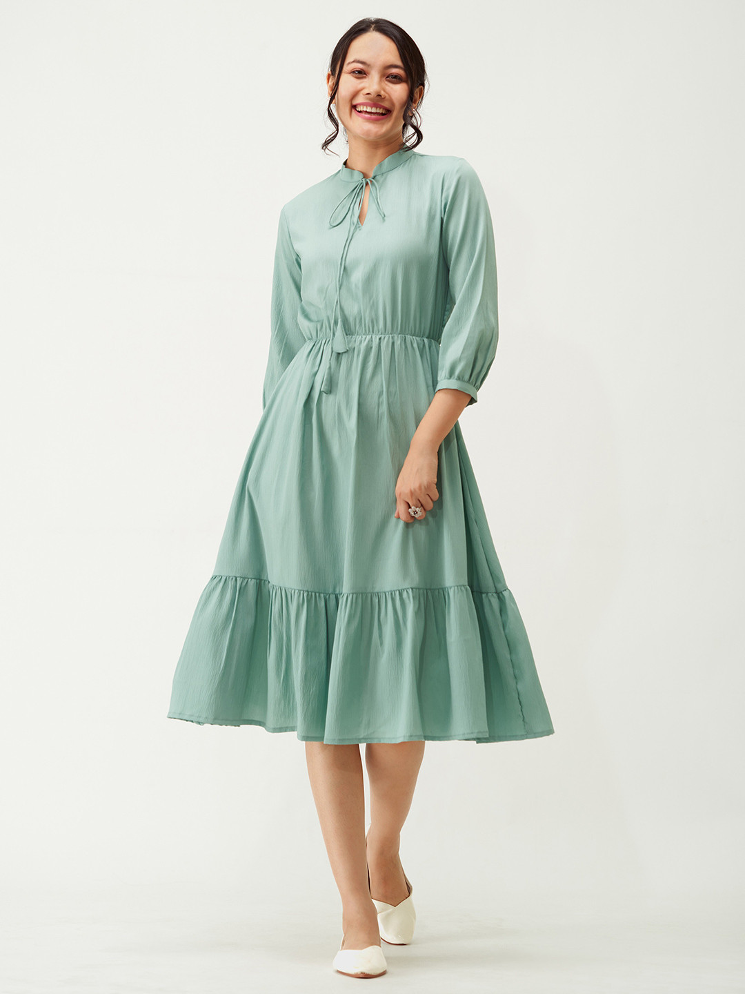 AASK Crepe Fit & Flare Dress