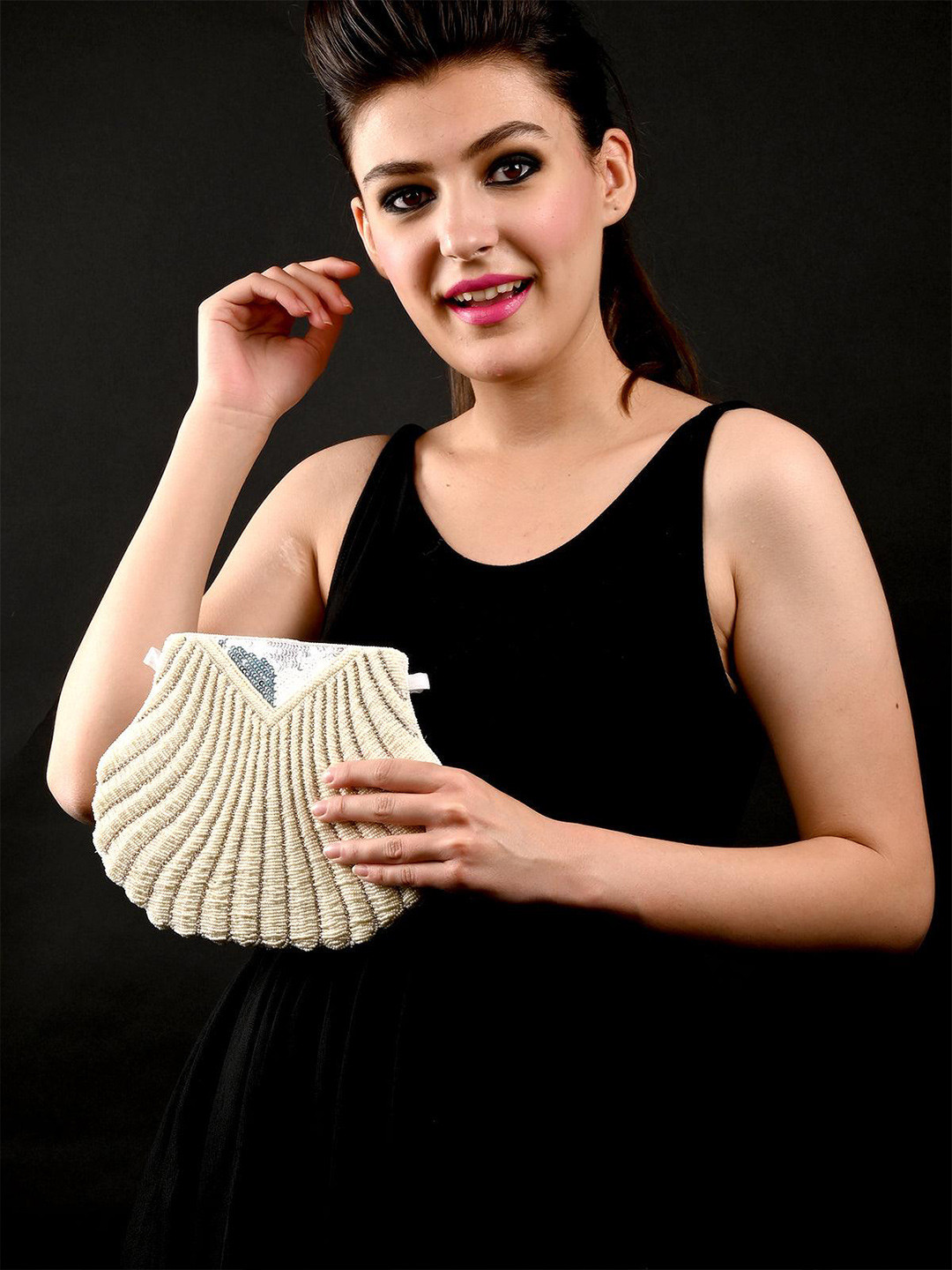 ODETTE Sequin Embellished Synthetic Purse Clutch