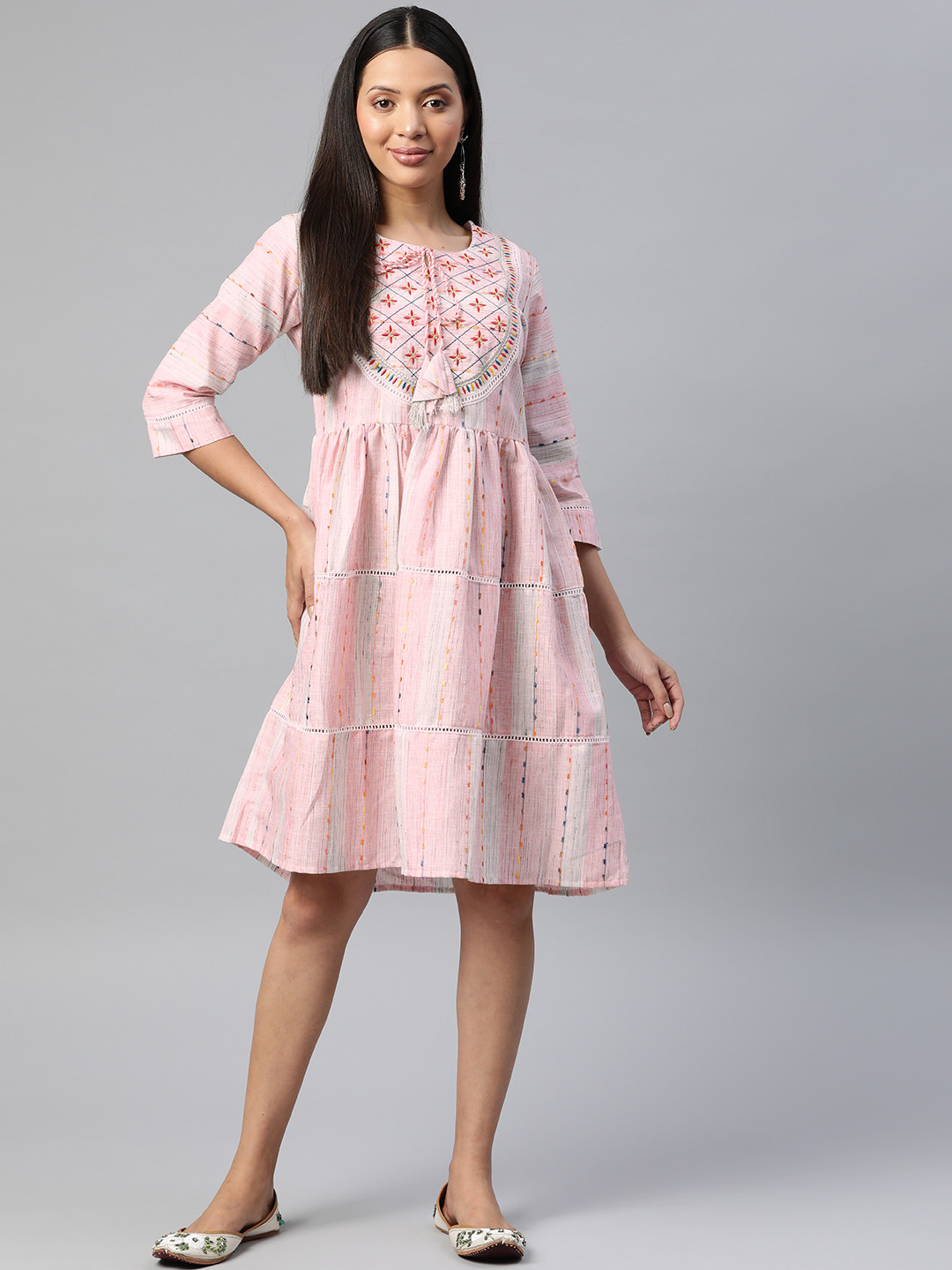 Readiprint Floral Embroidered Fit & Flare Dress