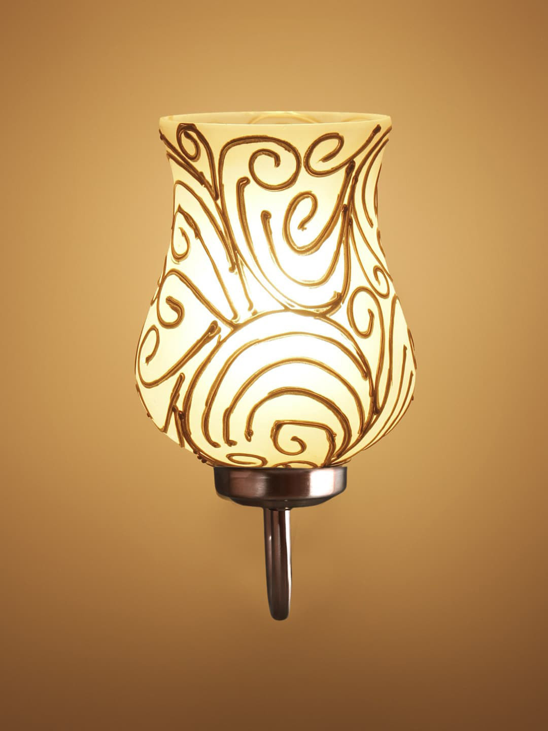 Devansh White & Beige Mosaic Design Glass Shade Wall Mounted Lamp With Steel Base