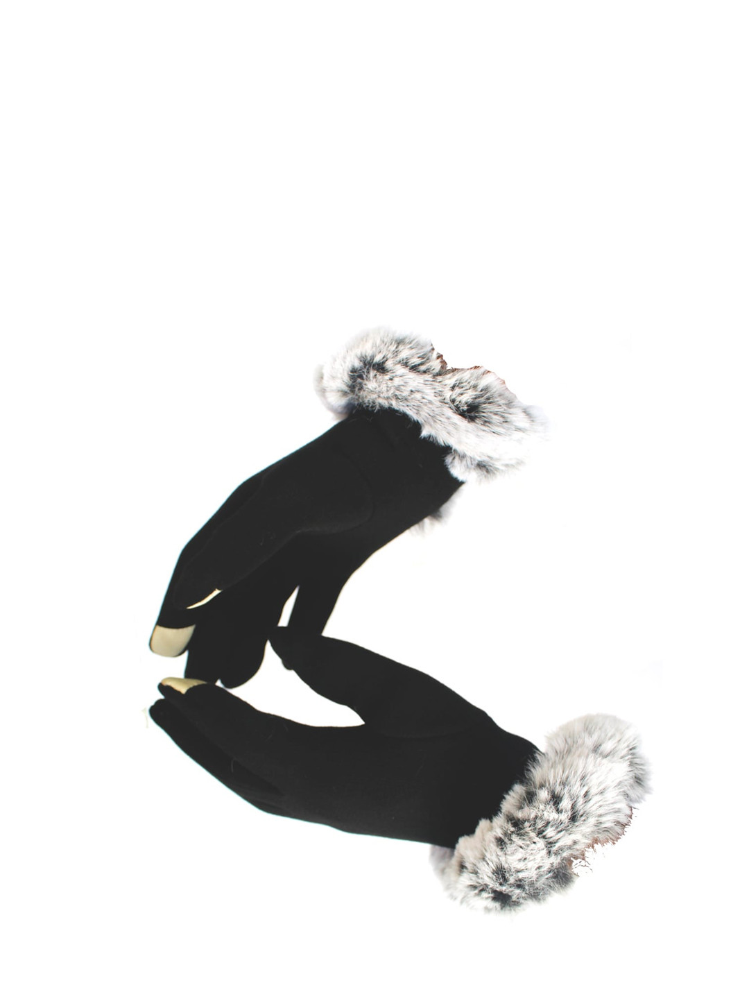 Alexvyan Women Patterned Rabbit Fur Warm Gloves