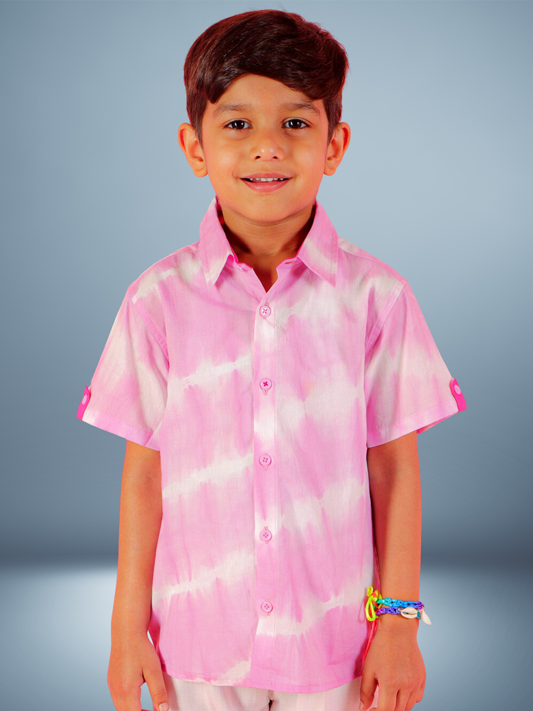 LIL DRAMA Boys Standard Fit Tie And Dyed Opaque Casual Cotton Shirt