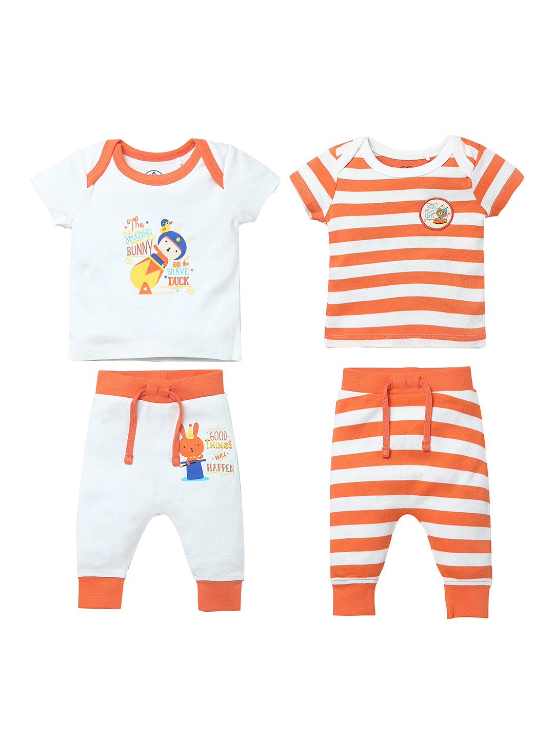 JusCubs Infant Boys Pack Of 2 Printed Pure Cotton T-shirt With Joggers