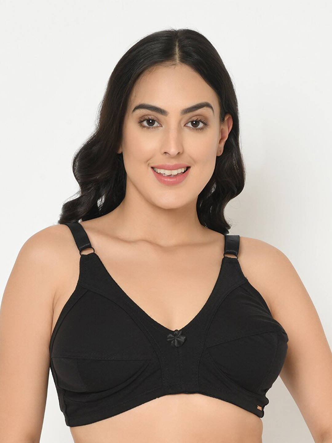 Da Intimo Women Plus Size Black Cotton Everyday Bra - Full Coverage