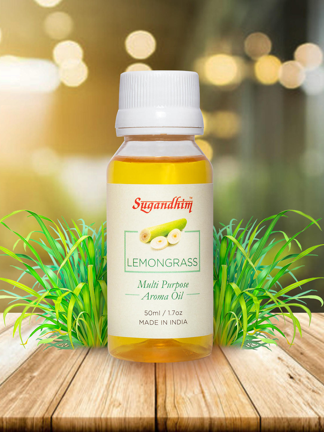 Sugandhim Lemongrass Scented Multipurpose Aroma Oil Stress Relief & Freshness - 50ml