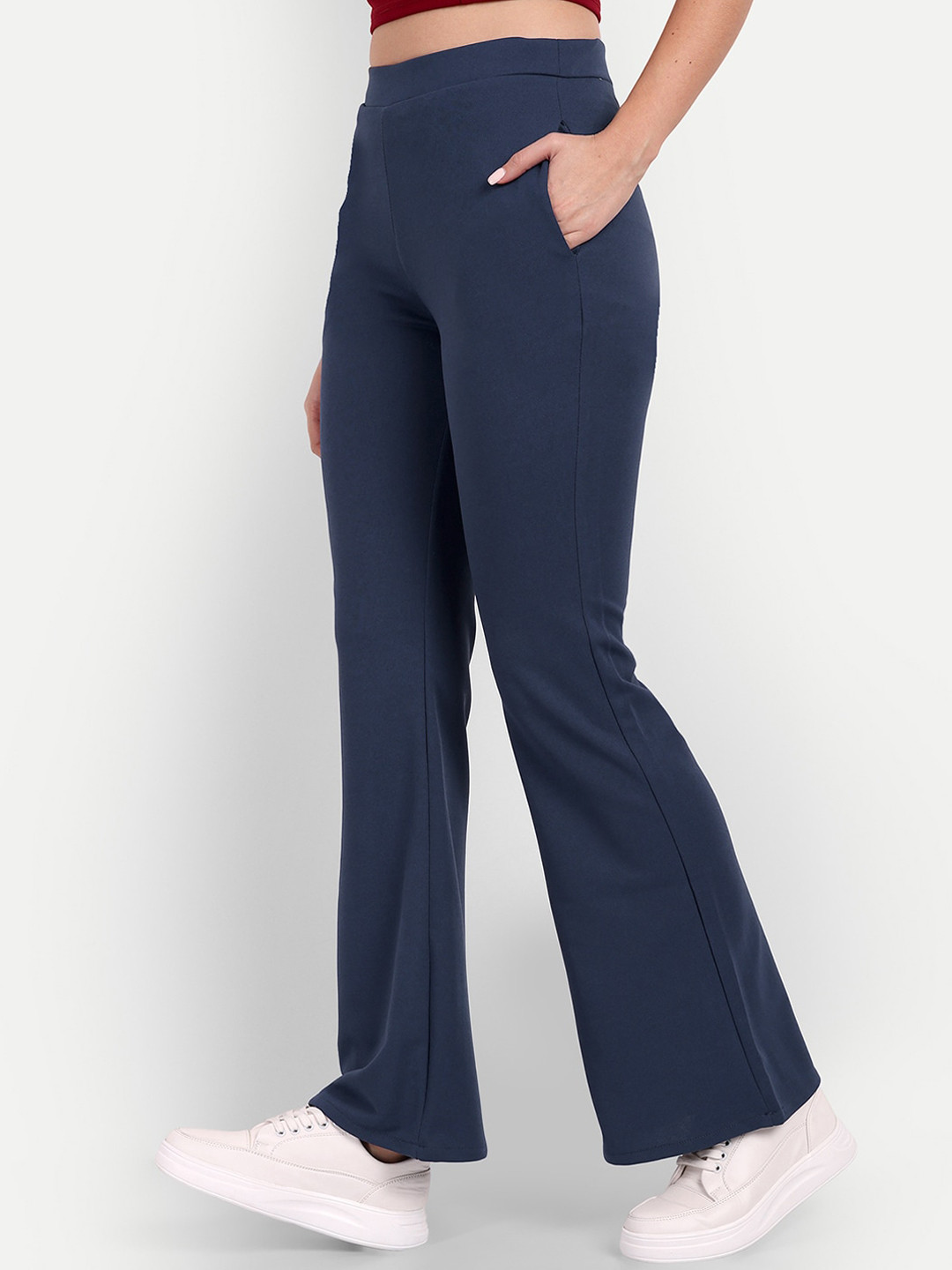 Next One Women High-Rise Bootcut Flared Trousers