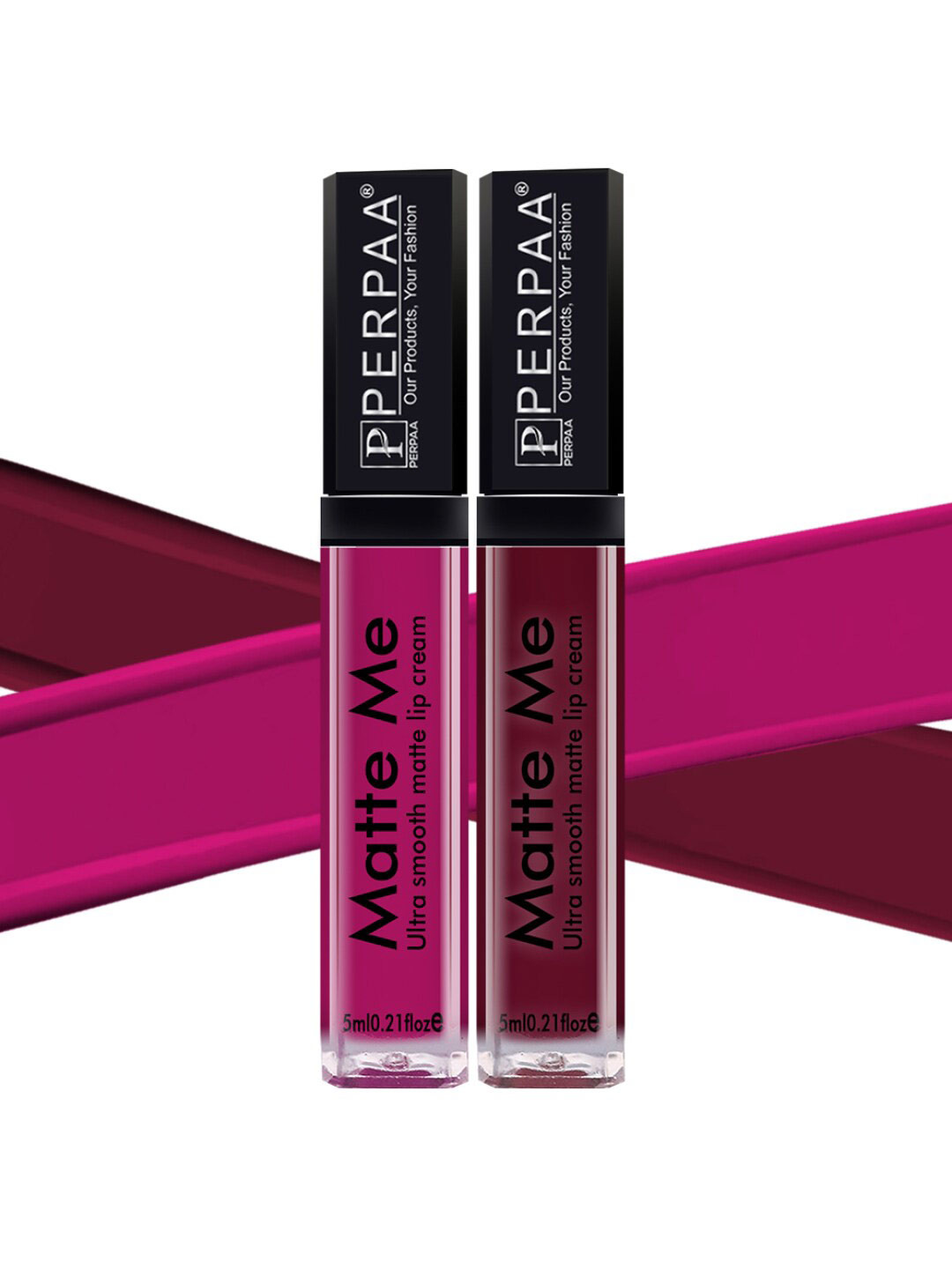 PERPAA Set Of 2 Matte Me Ultra Smooth Lip Creams 5 ml Each - Hidden Magenta & Rich Plum