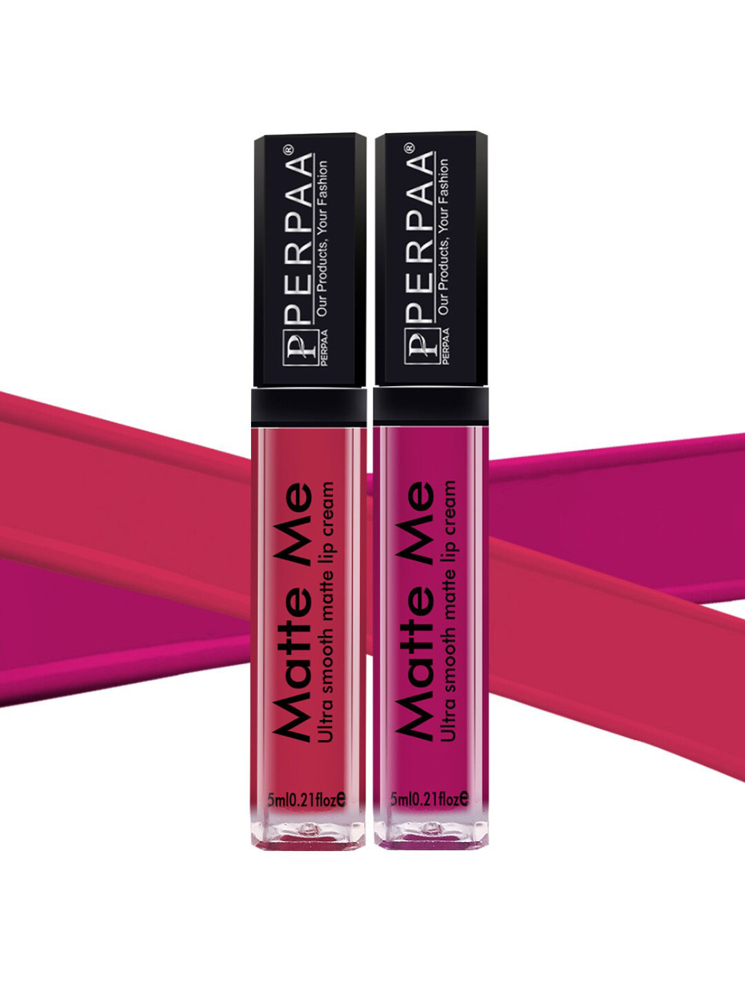 PERPAA Set Of 2 Matte Me Ultra Smooth Lip Creams 5 ml Each - Reddish Pink & Hidden Magenta