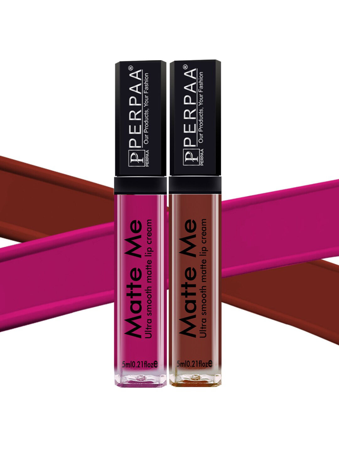PERPAA Set Of 2 Matte Me Ultra Smooth Lip Creams 5 ml Each - Hidden Magenta & Brown Woods