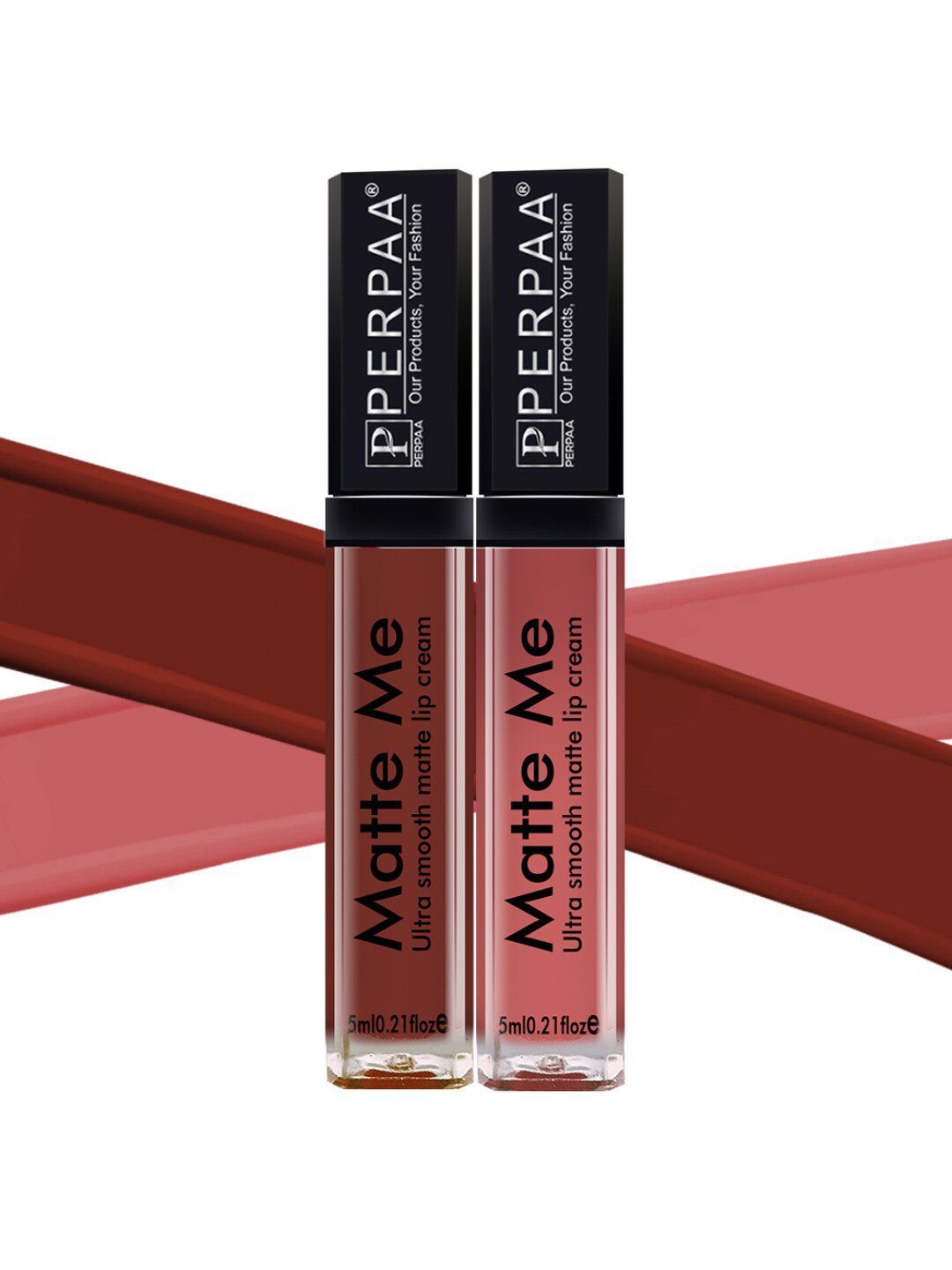 PERPAA Set Of 2 Matte Me Ultra Smooth Lip Creams 5 ml Each - Brown Woods & Peach Nude